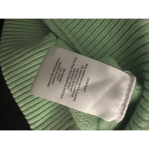 Tibi Airy Wool Tie Collar Oversized Cardigan Sweater with Scarf Pastel Green M - Picture 7 of 7